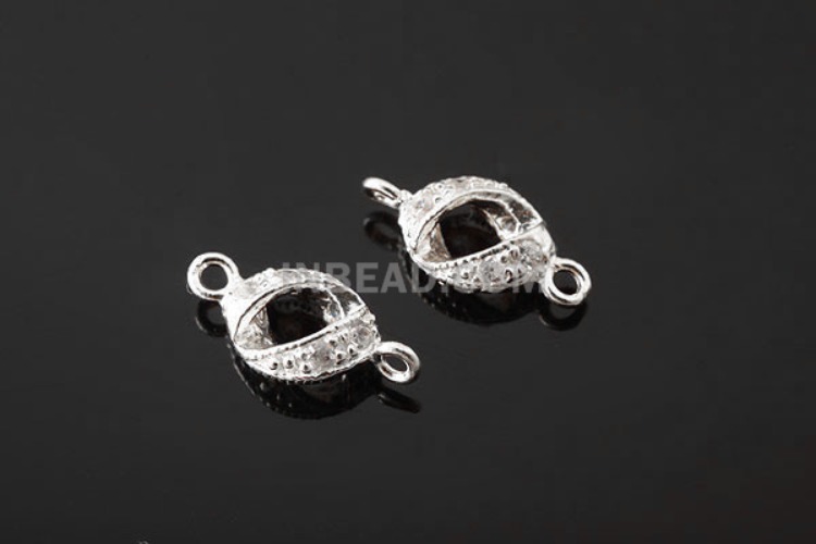 K554-Rhodium Plated-(2pcs)-5.4*11mm CZ Silver Connects-Wholesale Silver Connects, [PRODUCT_SEARCH_KEYWORD], JEWELFINGER-INBEAD, [CURRENT_CATE_NAME]