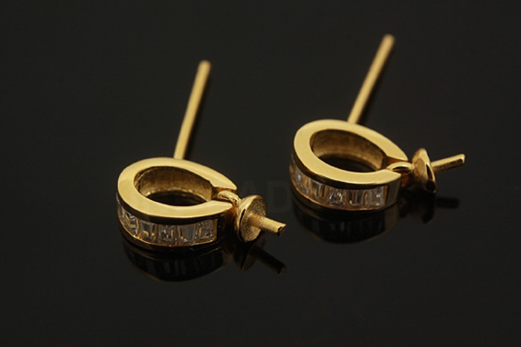 K178-Gold Plated-(1pairs)-CZ Earring Component-Wholesale Silver Earrings, [PRODUCT_SEARCH_KEYWORD], JEWELFINGER-INBEAD, [CURRENT_CATE_NAME]
