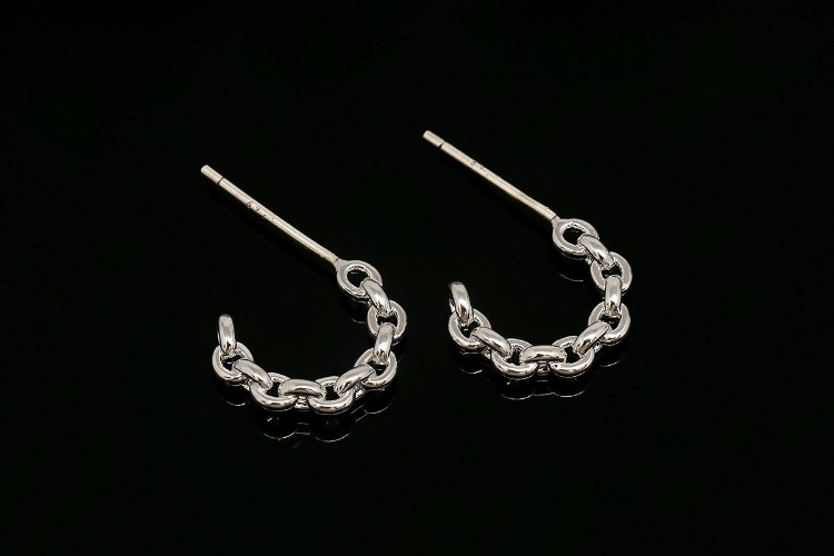 CH6112-Ternary Alloy Plated-(1pairs)-12.5mm Dainty Chain Earrings-Link Chain Earrings-Jewelry Findings-Silver Post, [PRODUCT_SEARCH_KEYWORD], JEWELFINGER-INBEAD, [CURRENT_CATE_NAME]