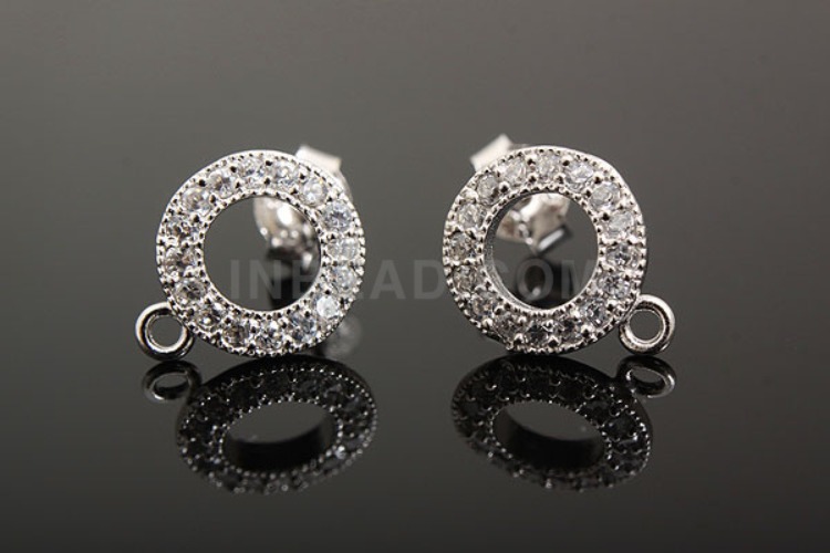 [W] K369-Rhodium Plated-(5pairs)-CZ Earring Component-Wholesale Silver Earrings, [PRODUCT_SEARCH_KEYWORD], JEWELFINGER-INBEAD, [CURRENT_CATE_NAME]