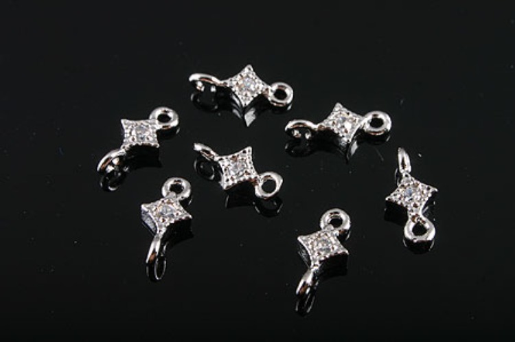 K830-Rhodium Plated-(2pcs)-CZ Silver Connects-Wholesale Silver Connects, [PRODUCT_SEARCH_KEYWORD], JEWELFINGER-INBEAD, [CURRENT_CATE_NAME]