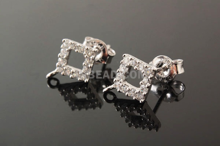 [W] K150-Rhodium Plated-(5pairs)-CZ Earring Component-Wholesale Silver Earrings, [PRODUCT_SEARCH_KEYWORD], JEWELFINGER-INBEAD, [CURRENT_CATE_NAME]