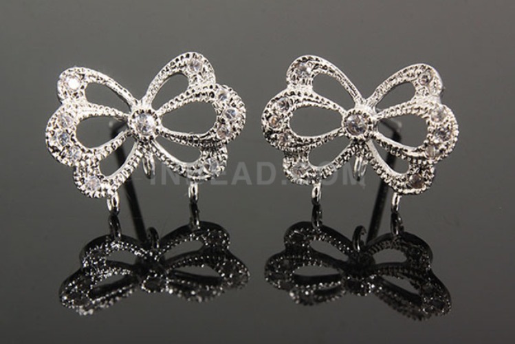 K1041-Rhodium Plated-(1pairs)-CZ Earring Component-Wholesale Silver Earrings, [PRODUCT_SEARCH_KEYWORD], JEWELFINGER-INBEAD, [CURRENT_CATE_NAME]