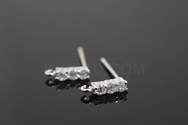 [W] M091-Rhodium Plated-(10pairs)-CZ Earring Component-Wholesale Silver Earrings, [PRODUCT_SEARCH_KEYWORD], JEWELFINGER-INBEAD, [CURRENT_CATE_NAME]