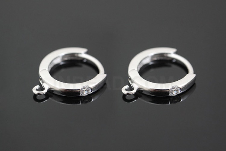 [W] K455-Rhodium Plated-(10pairs)-12mm CZ Earring Component-Wholesale Silver Earrings, [PRODUCT_SEARCH_KEYWORD], JEWELFINGER-INBEAD, [CURRENT_CATE_NAME]