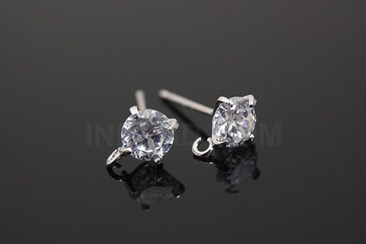 [W] K012-Rhodium Plated-(10pairs)-CZ Earring Component-Wholesale Silver Earrings, [PRODUCT_SEARCH_KEYWORD], JEWELFINGER-INBEAD, [CURRENT_CATE_NAME]