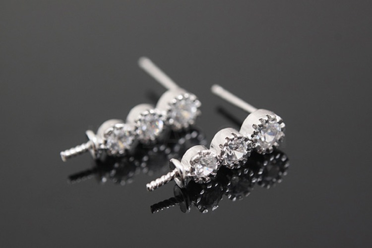 [W] K737-Rhodium Plated-(10pairs)-CZ Earring Component-Wholesale Silver Earrings, [PRODUCT_SEARCH_KEYWORD], JEWELFINGER-INBEAD, [CURRENT_CATE_NAME]