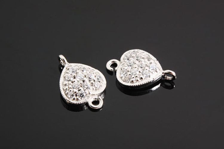 K745-Rhodium Plated-(1piece)-CZ Heart Silver-Wholesale Silver Connects, [PRODUCT_SEARCH_KEYWORD], JEWELFINGER-INBEAD, [CURRENT_CATE_NAME]