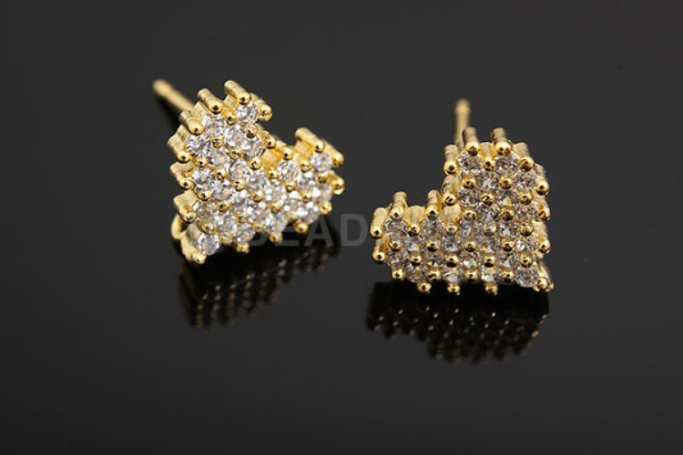 [W] K243-Gold Plated-(6pairs)-CZ Heart Earring Component-Wholesale Silver Earrings, [PRODUCT_SEARCH_KEYWORD], JEWELFINGER-INBEAD, [CURRENT_CATE_NAME]