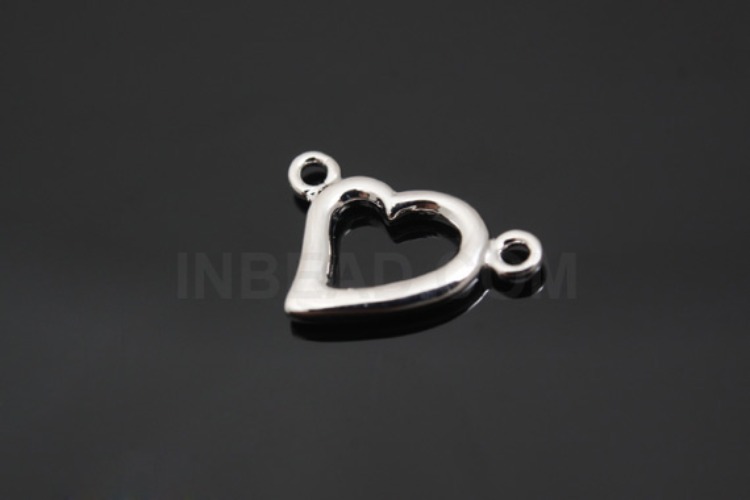 K782-Rhodium Plated-(1piece)-Silver Heart-Wholesale Silver Connects, [PRODUCT_SEARCH_KEYWORD], JEWELFINGER-INBEAD, [CURRENT_CATE_NAME]
