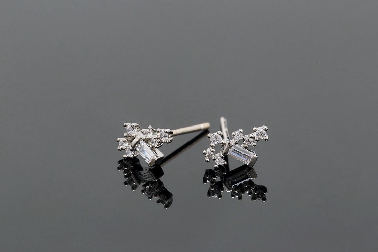 [W] M511-Rhodium Plated (10pairs)-Dainty CZ Earrings-Jewelry Findings-Silver Post, [PRODUCT_SEARCH_KEYWORD], JEWELFINGER-INBEAD, [CURRENT_CATE_NAME]