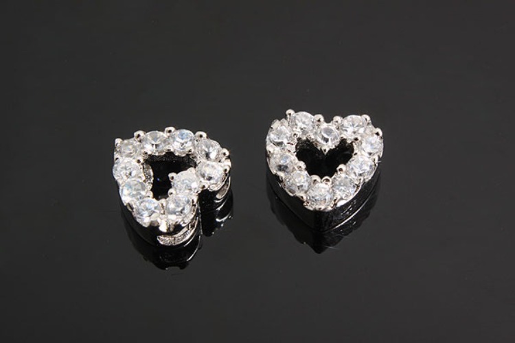 K1007-Rhodium Plated-(1piece)-CZ Heart Pendants-Wholesale Silver Pendants, [PRODUCT_SEARCH_KEYWORD], JEWELFINGER-INBEAD, [CURRENT_CATE_NAME]