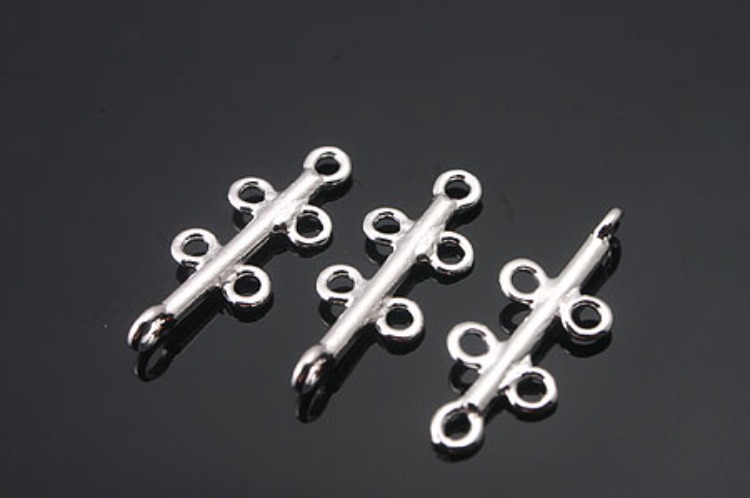 K194-Rhodium Plated-(2pcs)-6 Hole Silver Connects-Wholesale Silver Connects, [PRODUCT_SEARCH_KEYWORD], JEWELFINGER-INBEAD, [CURRENT_CATE_NAME]