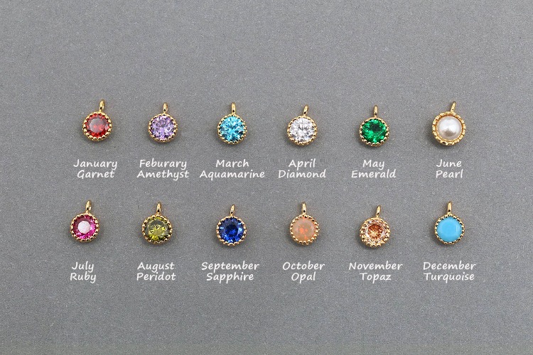 [W] R082-Gold Plated-(24pcs)-Birth Stone Charm Set-Gold Plated- 5mm Round Charms-Wholesale Charm, [PRODUCT_SEARCH_KEYWORD], JEWELFINGER-INBEAD, [CURRENT_CATE_NAME]