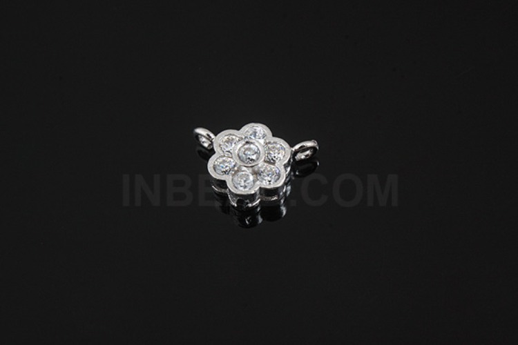 K657-Rhodium Plated-(1piece)-CZ Flower Silver Charms-Wholesale Silver Charms, [PRODUCT_SEARCH_KEYWORD], JEWELFINGER-INBEAD, [CURRENT_CATE_NAME]