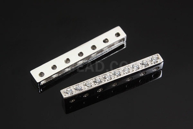 M077-Rhodium Plated-(1piece)-7 Hole CZ Silver Connects-Wholesale Silver Connects, [PRODUCT_SEARCH_KEYWORD], JEWELFINGER-INBEAD, [CURRENT_CATE_NAME]