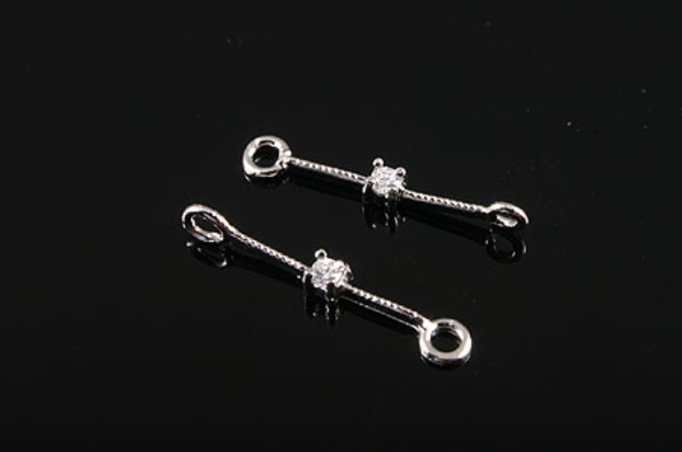 K107-Rhodium Plated-(1piece)-Stick CZ Connects-Wholesale Silver Connects, [PRODUCT_SEARCH_KEYWORD], JEWELFINGER-INBEAD, [CURRENT_CATE_NAME]