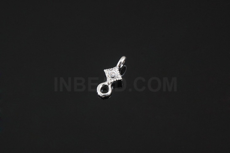 K099-Rhodium Plated-(2pcs)-CZ 3*7mm Silver Connects-Wholesale Silver Connects, [PRODUCT_SEARCH_KEYWORD], JEWELFINGER-INBEAD, [CURRENT_CATE_NAME]