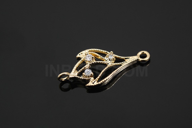 K621-Gold Plated-(1piece)-CZ Leaf Silver Connects-Wholesale Silver Connects, [PRODUCT_SEARCH_KEYWORD], JEWELFINGER-INBEAD, [CURRENT_CATE_NAME]