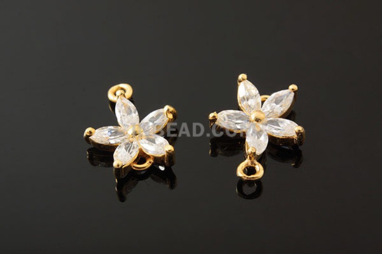[W] K360-Gold Plated-(10pcs)-9mm CZ Flower Silver Connects-Wholesale Silver Connects, [PRODUCT_SEARCH_KEYWORD], JEWELFINGER-INBEAD, [CURRENT_CATE_NAME]