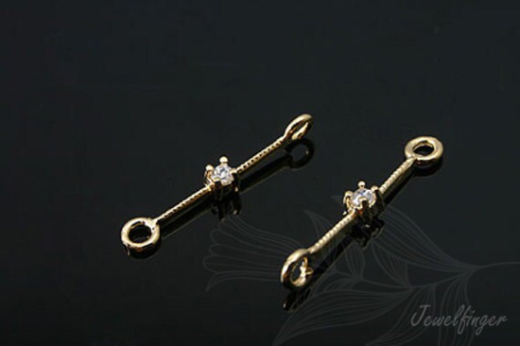 K316-Gold Plated-(1piece)-Stick CZ Connects-Wholesale Silver Connects, [PRODUCT_SEARCH_KEYWORD], JEWELFINGER-INBEAD, [CURRENT_CATE_NAME]