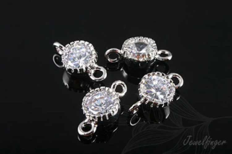 K683-Rhodium Plated-(1piece)-7mm CZ Connects-Wholesale Silver Connects, [PRODUCT_SEARCH_KEYWORD], JEWELFINGER-INBEAD, [CURRENT_CATE_NAME]