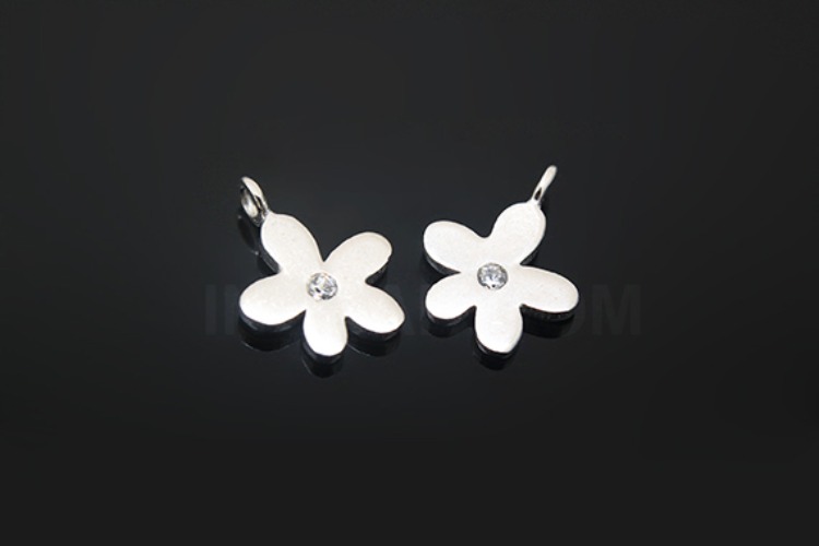 [W] K1295-Rhodium Plated-(20pcs)-CZ Flower Silver Pendants-Wholesale Silver Pendants, [PRODUCT_SEARCH_KEYWORD], JEWELFINGER-INBEAD, [CURRENT_CATE_NAME]
