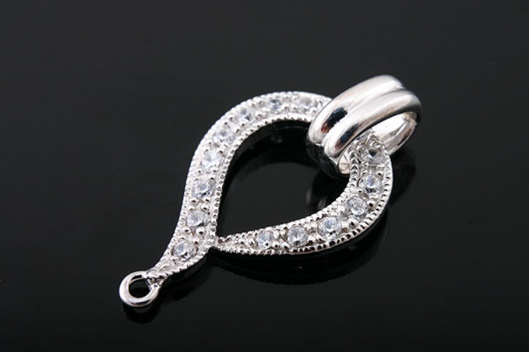 K834-Rhodium Plated-(1piece)-15*23mm CZ Pendants-Wholesale Silver Pendants, [PRODUCT_SEARCH_KEYWORD], JEWELFINGER-INBEAD, [CURRENT_CATE_NAME]