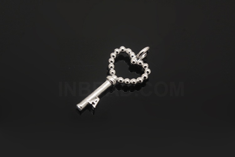 K1300-Rhodium Plated-(2pcs)-Heart Key Silver Pendants-Wholesale Silver Pendants, [PRODUCT_SEARCH_KEYWORD], JEWELFINGER-INBEAD, [CURRENT_CATE_NAME]