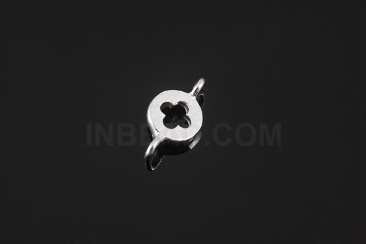 K157-Rhodium Plated-(2pcs)-Silver Clover Connects-Wholesale Silver Connects, [PRODUCT_SEARCH_KEYWORD], JEWELFINGER-INBEAD, [CURRENT_CATE_NAME]