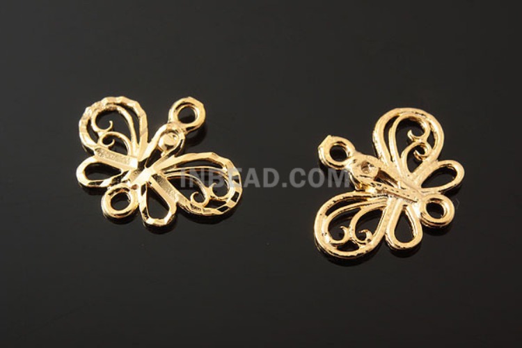 K617-Gold Plated-(2pcs)-Butterfly Connects-Wholesale Silver Connects, [PRODUCT_SEARCH_KEYWORD], JEWELFINGER-INBEAD, [CURRENT_CATE_NAME]