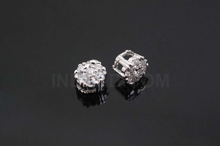K314-Rhodium Plated-(1piece)-CZ 5mm Flower Pendants-Wholesale Silver Pendants, [PRODUCT_SEARCH_KEYWORD], JEWELFINGER-INBEAD, [CURRENT_CATE_NAME]