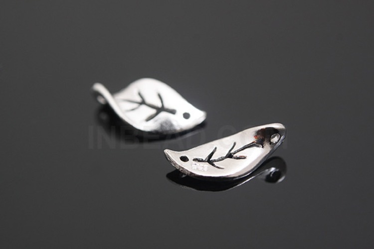 K459-Rhodium Plated-(2pcs)-5.3*11mm Leaf Pendants-Wholesale Silver Pendants, [PRODUCT_SEARCH_KEYWORD], JEWELFINGER-INBEAD, [CURRENT_CATE_NAME]