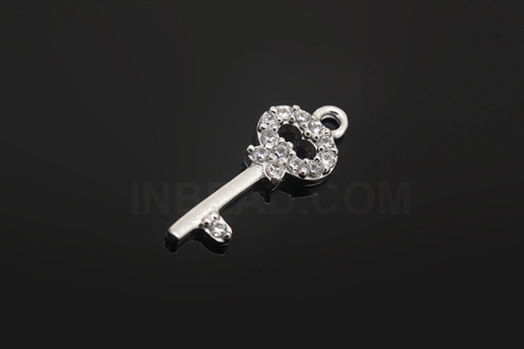 [W] K1299-Rhodium Plated-(10pcs)-CZ Key Silver Pendants-Wholesale Silver Pendants, [PRODUCT_SEARCH_KEYWORD], JEWELFINGER-INBEAD, [CURRENT_CATE_NAME]