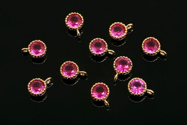 [W] R082-Gold Plated-(20pcs)-Birthstone 5mm Round CZ Charms-July Ruby-Wholesale Charm, [PRODUCT_SEARCH_KEYWORD], JEWELFINGER-INBEAD, [CURRENT_CATE_NAME]