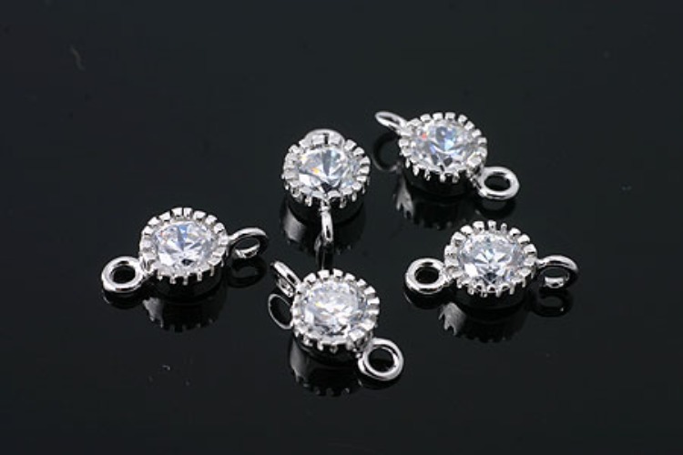 K410-Rhodium Plated-(1piece)-5mm CZ Connects-Wholesale Silver Connects, [PRODUCT_SEARCH_KEYWORD], JEWELFINGER-INBEAD, [CURRENT_CATE_NAME]