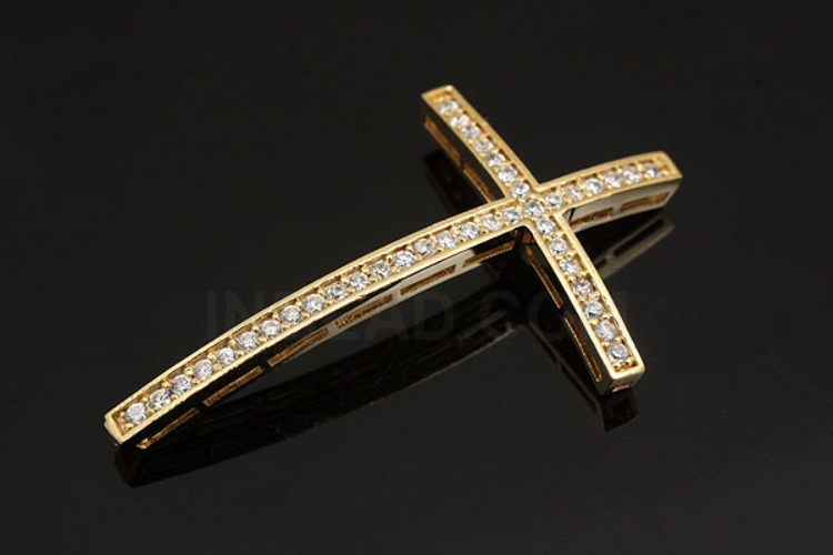 H1161-Gold Plated-(1piece)-Sideways Cubic Cross Silver Connector-For Bracelets Cross Pendant-Wholesale Silver Bracelets, [PRODUCT_SEARCH_KEYWORD], JEWELFINGER-INBEAD, [CURRENT_CATE_NAME]