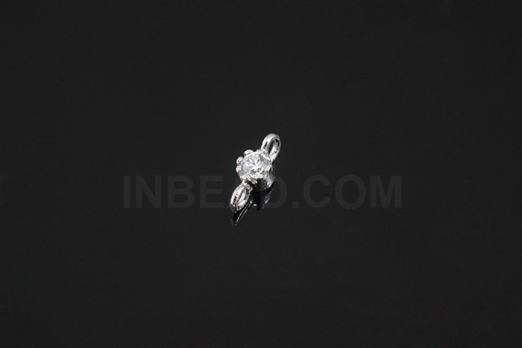 K036-Rhodium Plated-(2pcs)-CZ 2.5mm Silver Connects-Wholesale Silver Connects, [PRODUCT_SEARCH_KEYWORD], JEWELFINGER-INBEAD, [CURRENT_CATE_NAME]