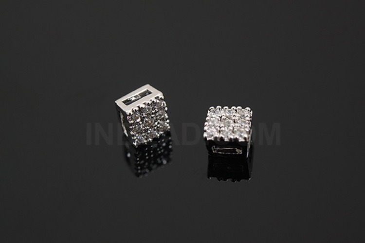 [W] K895-Rhodium Plated-(10pcs)-CZ Square Silver Pendants-Wholesale Silver Pendants, [PRODUCT_SEARCH_KEYWORD], JEWELFINGER-INBEAD, [CURRENT_CATE_NAME]