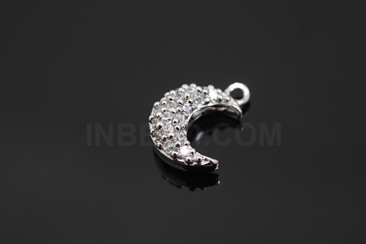K808-Rhodium Plated-(1piece)-CZ Moon Pendants-Wholesale Silver Pendants, [PRODUCT_SEARCH_KEYWORD], JEWELFINGER-INBEAD, [CURRENT_CATE_NAME]