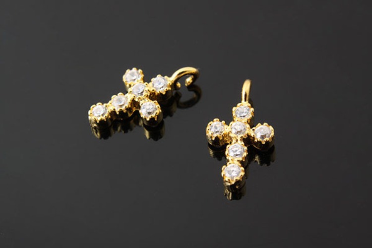 [W] K519-Gold Plated-(10pcs)-6*8mm CZ Cross Pendants-Wholesale Silver Pendants, [PRODUCT_SEARCH_KEYWORD], JEWELFINGER-INBEAD, [CURRENT_CATE_NAME]