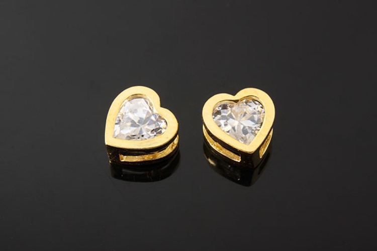 [W] K724-Gold Plated-(10pcs)-CZ Heart Pendants-Wholesale Silver Pendants, [PRODUCT_SEARCH_KEYWORD], JEWELFINGER-INBEAD, [CURRENT_CATE_NAME]