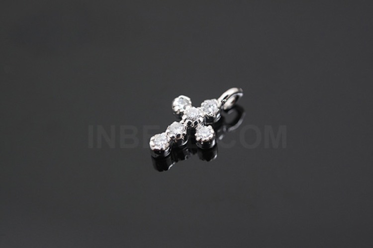 K330-Rhodium Plated-(1piece)-6*8mm CZ Cross Pendants-Wholesale Silver Pendants, [PRODUCT_SEARCH_KEYWORD], JEWELFINGER-INBEAD, [CURRENT_CATE_NAME]