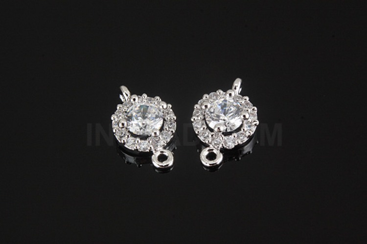 K317-Rhodium Plated-(1piece)-6mm CZ Silver Connects-Wholesale Silver Connects, [PRODUCT_SEARCH_KEYWORD], JEWELFINGER-INBEAD, [CURRENT_CATE_NAME]