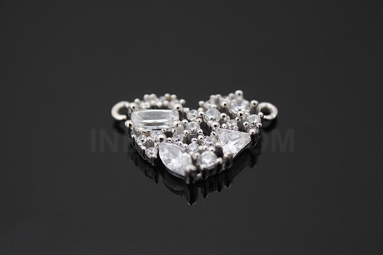 [W] M103-Rhodium Plated-(10pcs)-CZ Heart Silver Pendants-Wholesale Silver Pendants, [PRODUCT_SEARCH_KEYWORD], JEWELFINGER-INBEAD, [CURRENT_CATE_NAME]