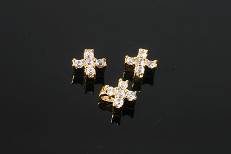 [W] K258-Gold Plated-(10pcs)-CZ Cross Pendants-Wholesale Silver Pendants, [PRODUCT_SEARCH_KEYWORD], JEWELFINGER-INBEAD, [CURRENT_CATE_NAME]