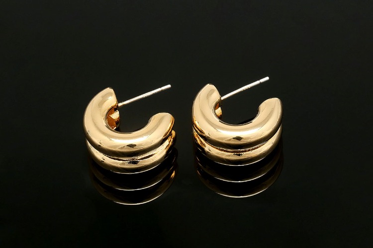 CH6119-Gold Plated-(1pairs)-18mm Bold Round Hoop Earrings-Jewelry Findings-Silver Post, [PRODUCT_SEARCH_KEYWORD], JEWELFINGER-INBEAD, [CURRENT_CATE_NAME]
