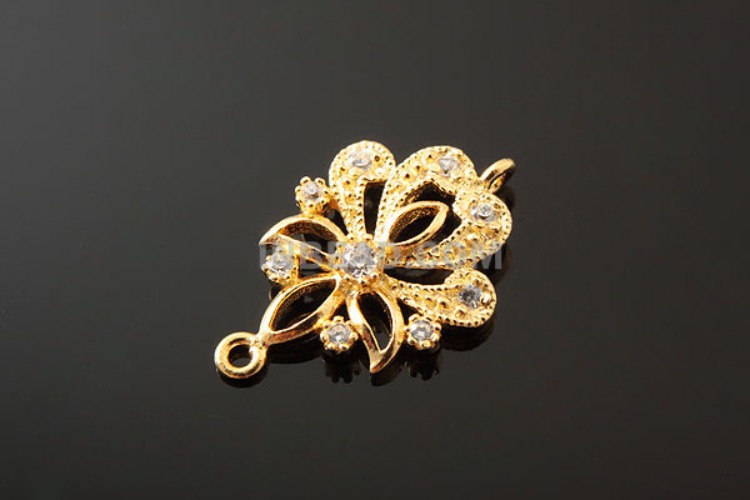 K646-Gold Plated-(1piece)-CZ Flower Connects-Wholesale Silver Connects, [PRODUCT_SEARCH_KEYWORD], JEWELFINGER-INBEAD, [CURRENT_CATE_NAME]