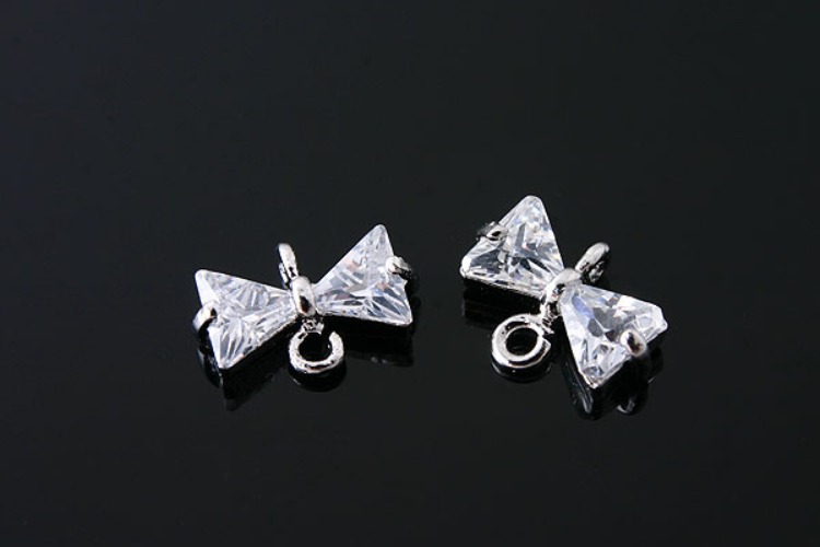 K486-Rhodium Plated-(2pcs)-CZ Leaf Connects-Wholesale Silver Connects, [PRODUCT_SEARCH_KEYWORD], JEWELFINGER-INBEAD, [CURRENT_CATE_NAME]
