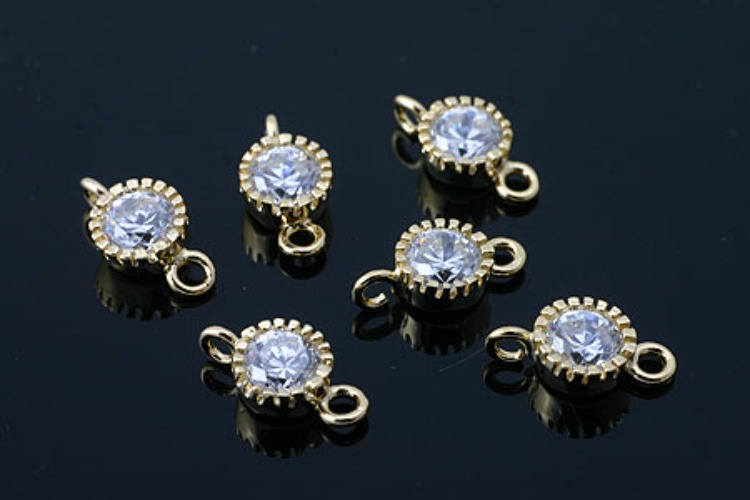 K090-Gold Plated-(1piece)-5mm CZ Connects-Wholesale Silver Connects, [PRODUCT_SEARCH_KEYWORD], JEWELFINGER-INBEAD, [CURRENT_CATE_NAME]